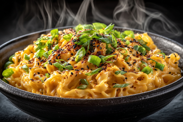 Сырный бульдак &mdash; лапша с кремово-сырным соусом Гауда. Готовится за 5 минут, а вкус &mdash; как в корейском пабе! Идеальный быстрый ужин